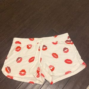 P.J.Salvage white shorts with pink/red hearts